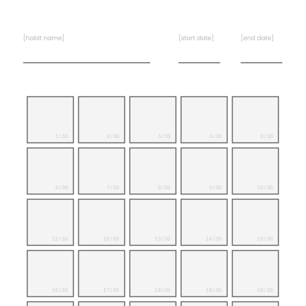 [FREE] A4 Printable Habit Tracker - 30 Days